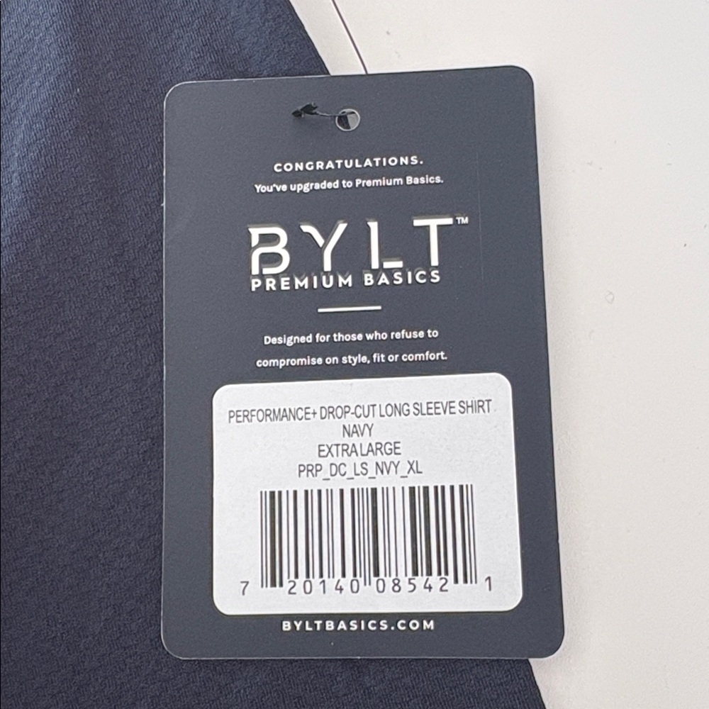 NWT BYLT Performance Drop Cut Long Sleeve Shirt in Navy Casual Athletic Size XL - Picture 6 of 10
